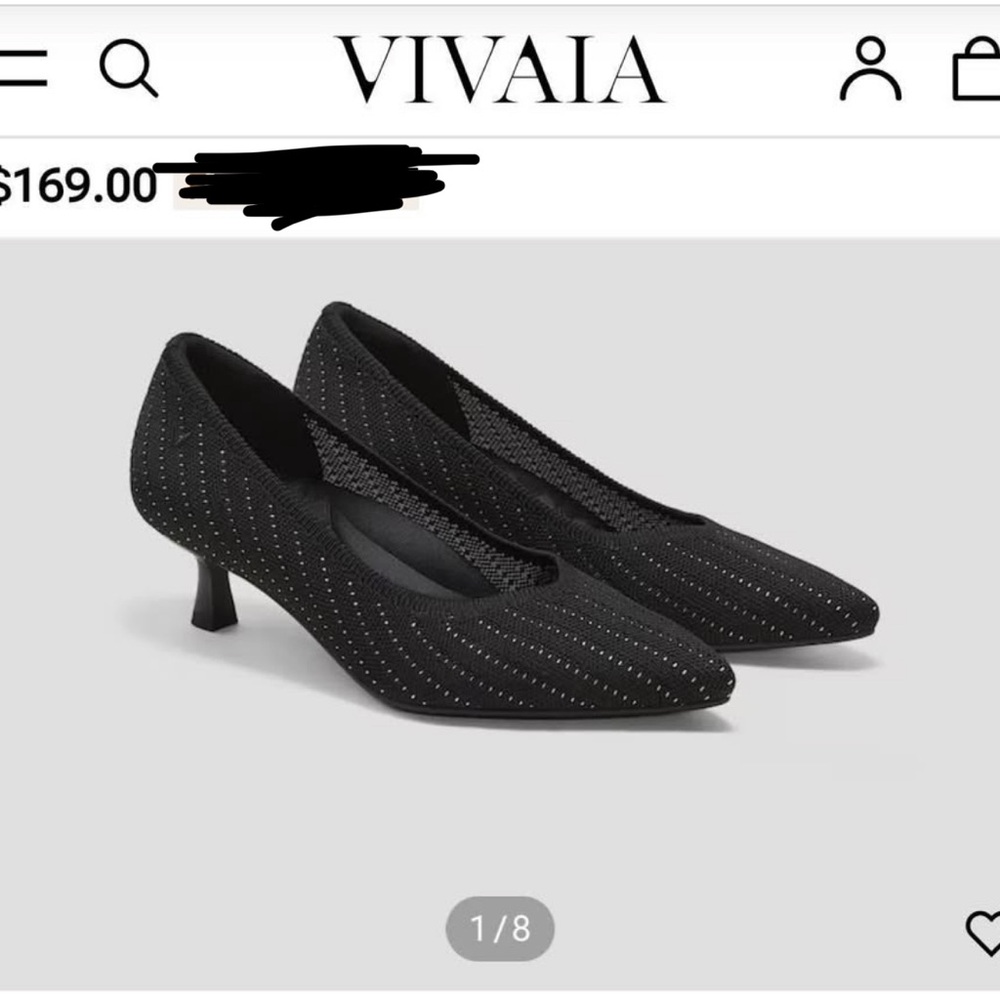 New VIVAIA Pointed-toe kitten heel, Black Pin Stripe - Women’s Size EU 38/US 7.5